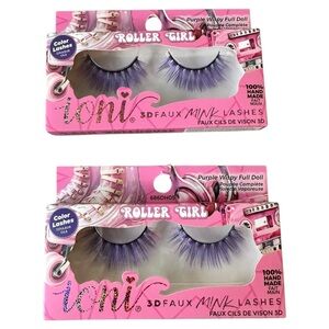 Ioni Purple Whispy Full Doll 3D Faux Mink Lashes -Roller Girl- Set of 2 Handmade